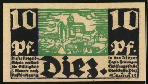 Notgeld Diez a. d. Lahn 1919, 10 Pfennig, Betender Geistlicher