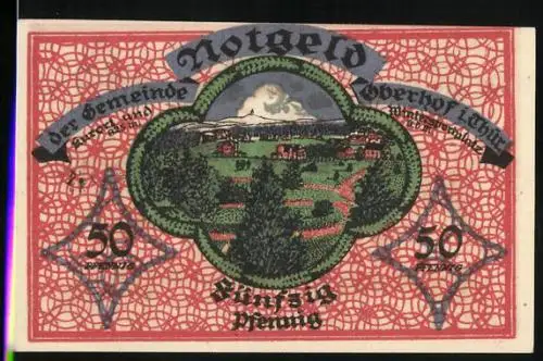Notgeld Oberhof 1919, 50 Pfennig, Blick in den Ort