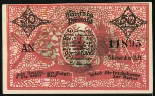 Notgeld Oberhof 1919, 50 Pfennig, Blick in den Ort