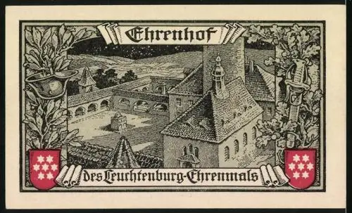 Notgeld Kahla 1921, 75 Pfennig, Innenhof des Leuchtenburg-Ehrenmals