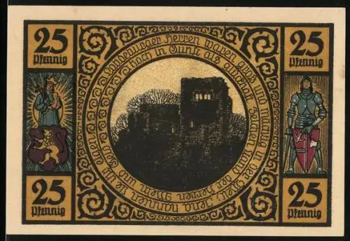 Notgeld Lobeda 1921, 25 Pfennig, Burgruine, Untere Loddeburg