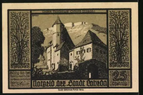 Notgeld Lobeda 1921, 25 Pfennig, Burgruine, Untere Loddeburg