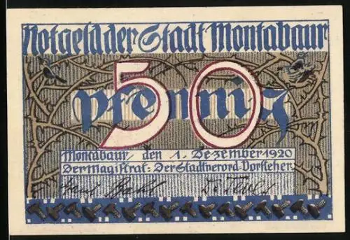 Notgeld Montabaur 1920, 50 Pfennig, Mensch im Burgtor