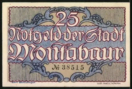 Notgeld Montabaur 1920, 25 Pfennig, Ansicht vom Schloss