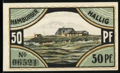 Notgeld Hamburger Hallig 1921, 50 Pfennig, leichte Wellen, Schäfer mit seiner Herde