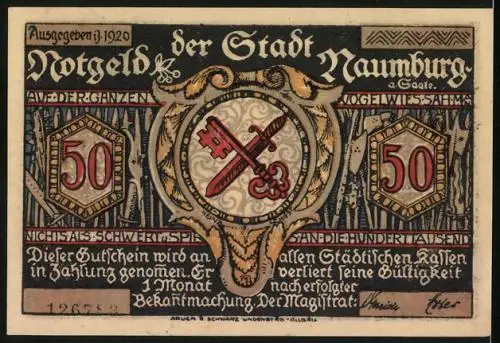 Notgeld Naumburg 1920, 50 Pfennig, Hussiten ziehen über Jena her