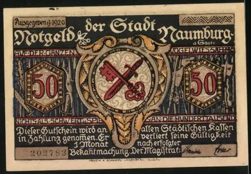 Notgeld Naumburg 1920, 50 Pfennig, Leidende Frauen und ein Geistlicher