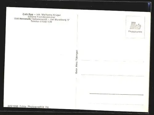 AK Herrenalb /Schwarzwald, Café Epp, Am Wurstberg 17