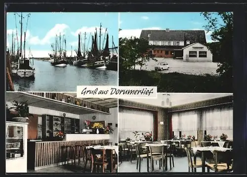 AK Dorum, Gasthaus Dorumersiel, Hafen