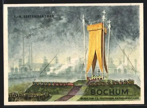 Künstler-AK Bochum, 73. Deutscher Katholikentag 01.-04.09.1949