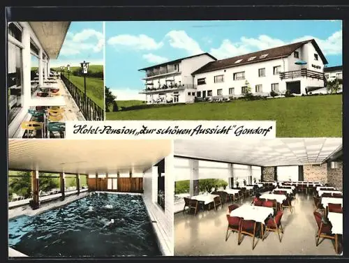 AK Gondorf / Bitburg, Hotel-Pension Zur schönen Aussicht, verschiedene Ansichten
