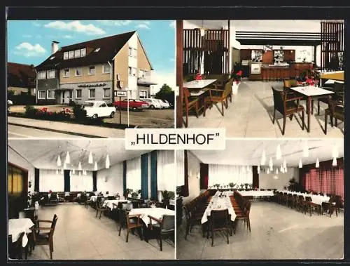 AK Verl, Gasthaus Hildenhof, Innen- und Aussenansicht, Bergstr. 34