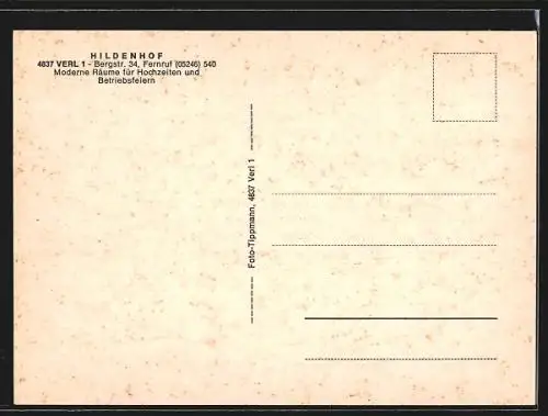 AK Verl, Gasthaus Hildenhof, Innen- und Aussenansicht, Bergstr. 34