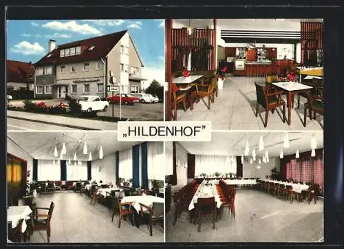 AK Verl, Gasthaus Hildenhof, Innen- und Aussenansicht, Bergstr. 34