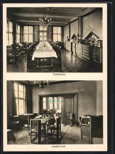 AK Bad Berka, Ärzteheim, Speisesaal und Lesezimmer im Hartmannshaus
