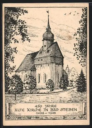Künstler-AK Bad Steben, Alte Kirche