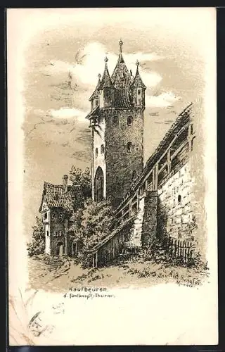 Künstler-AK Kaufbeuren, Am Fünfknopf-Thurm