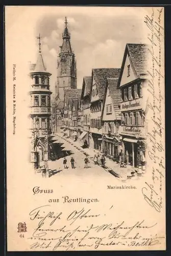 AK Reutlingen, Strasse zur Marienkirche
