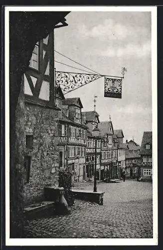 AK Braunfels /Lahn, Marktplatz mit Gasthaus und Geschäften