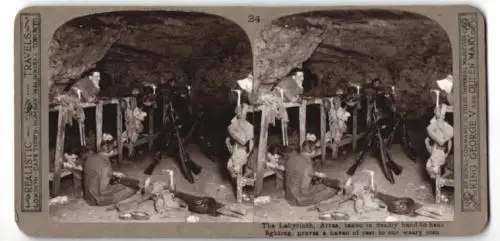 Stereo-Fotografie unbekannter Fotograf, Ansicht Arras, the Labyrinth, taken in deadly hand-to-hand fighting
