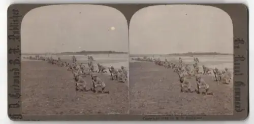 Stereo-Fotografie H. D. Girdwood, Prince of Leister Rgt. prepare to fight