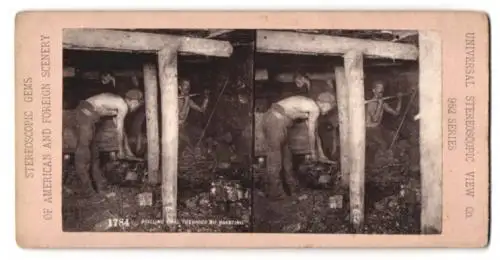 Stereo-Fotografie Universal Stereoscopic View Co., Drilling Coal Prewoods Blasting, Bergbau Kohle