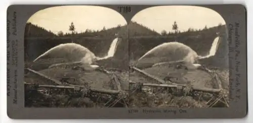Stereo-Fotografie Keystone View Co., Meadville / PA, Hydrauli Mining, Oregon, Bergbau, Tagebau