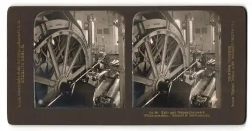 Stereo-Fotografie NPG, Berlin, Kali und Steinsalzbergwerk Fördermaschine, Schacht II. Seiltrommeln, Bergbau