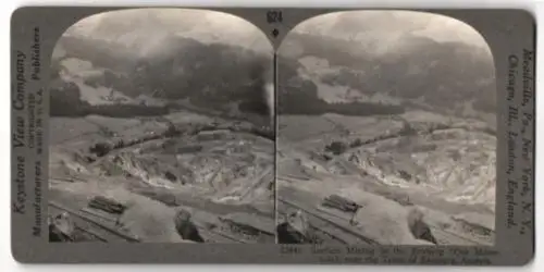 Stereo-Fotografie Keystone View Co., Meadville / PA, Surface Mining in the Erzberg near Eisenerz, Bergbau