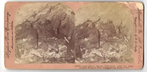 Stereo-Fotografie Keystone View Co., Meadville / PA, Gold Quartz Mining, Robinson Mine, 10th Level, Johannesburg Bergbau