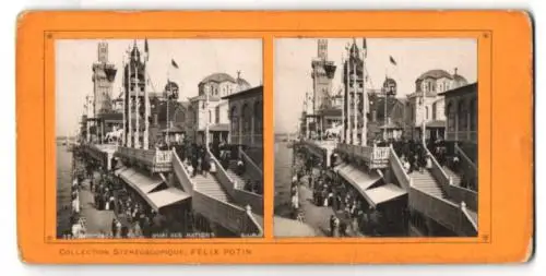 Stereo-Fotografie Felix Potin, Paris, Exposition 1900, vue de Quai des Nations, Ausstellung