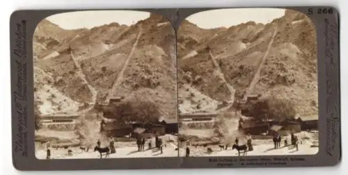 Stereo-Fotografie Underwood & Underwood, New York, Inclines to the Copper Mines, Metcalf, Bergbau, Kupfermine