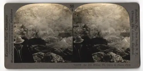 Stereo-Fotografie Keystone View Co., Meadville / PA., Old Mining Pit, Cerro de Pasco in Peru, Bergbau