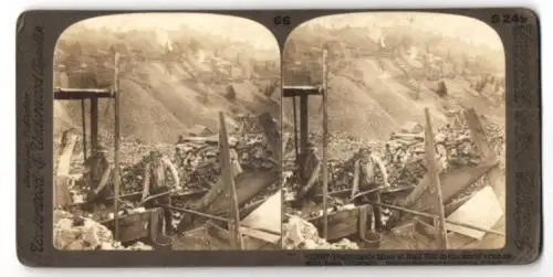 Stereo-Fotografie Underwood & Underwood, New York, Nightingale Mine at Bull Hill worlds richest gold field, Bergbau