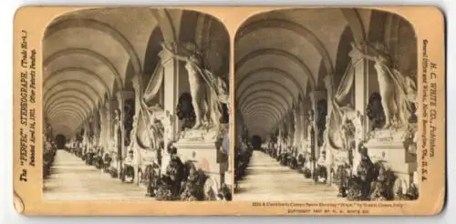 Stereo-Fotografie H. C. White Co., North Bennington, Ansicht Genoa, a Corridor in Camp Santo Showing Hope