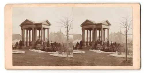 Stereo-Fotografie unbekannter Fotograf, Ansicht Dortmund, das Luisendenkmal im Kaiser Wilhelmhain, 1897