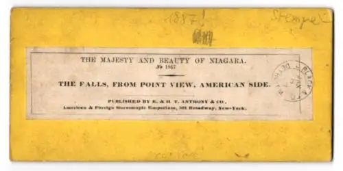 Stereo-Fotografie E. & H. T. Anthony & Co., New York, Ansicht New York, The Niagara Falls from Point View, Stamp 1887