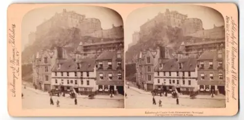 Stereo-Fotografie Strohmeyer & Wyman, New York, Ansicht Edinburgh, Edinburgh Castle from Grasmarket, Scotland