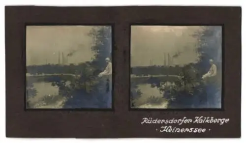 Stereo-Fotografie unbekannter Fotograf, Ansicht Rüdersdorf, Rüdersdorfer Kalkberge, Blick nach dem Ort, Heinersee, 1917