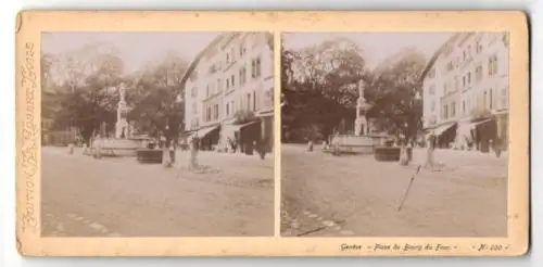 Stereo-Fotografie Fr. Nobert Logle, Ort unbekannt, Ansicht Genf, Place du Bourg du Four