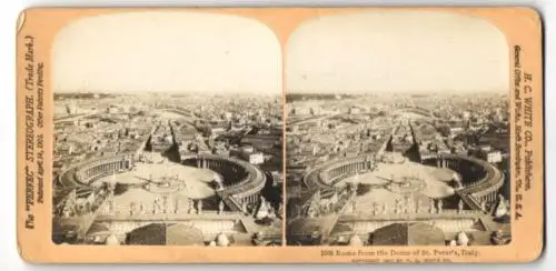 Stereo-Fotografie H. C. White Co., North Bennington, Ansicht Rom, Blick auf den Petersplatz vom Petersdorm aus gesehen