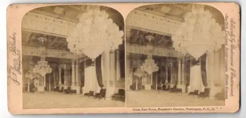 Stereo-Fotografie J. F. Jarvis, Washington D. C., Ansicht Washington D. C., Great East Room President`s Mansion