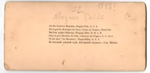 Stereo-Fotografie Strohmeyer & Wyman, New York, Ansicht New York, on the Great Ice Mountain Niagara Falls