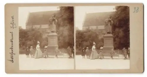 Stereo-Fotografie Kurt Emmerich, Ansicht Erfurt, das Lutherdenkmal auf dem Anger