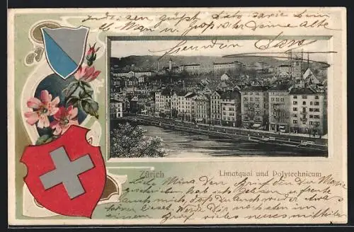 Passepartout-Lithographie Zürich, Limatquai und Polytechnicum