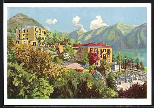 Künstler-AK Lugano-Castagnola, Carlton Hotel Villa Moritz