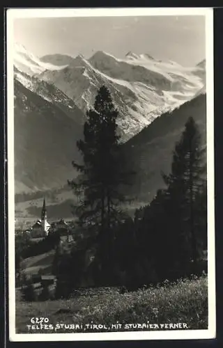 AK Telfes im Stubai, Panorama mit Kirche