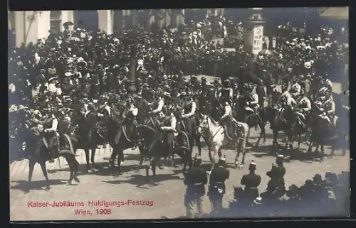 AK Wien, Kaiserhuldigung 12. Juni 1908, der Jubiläumsfestzug