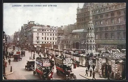 AK London, Charing Cross and Strand, Bahnhof