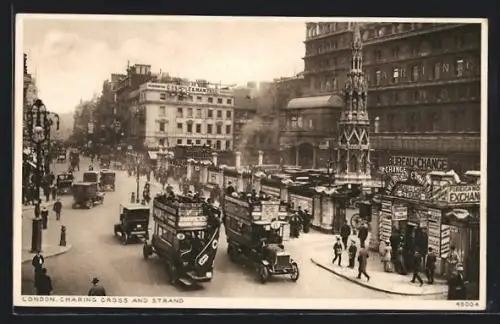 AK London, Charing Cross and Strand, Bahnhof